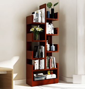 6 Tier L-Shaped Wooden Bookshelf